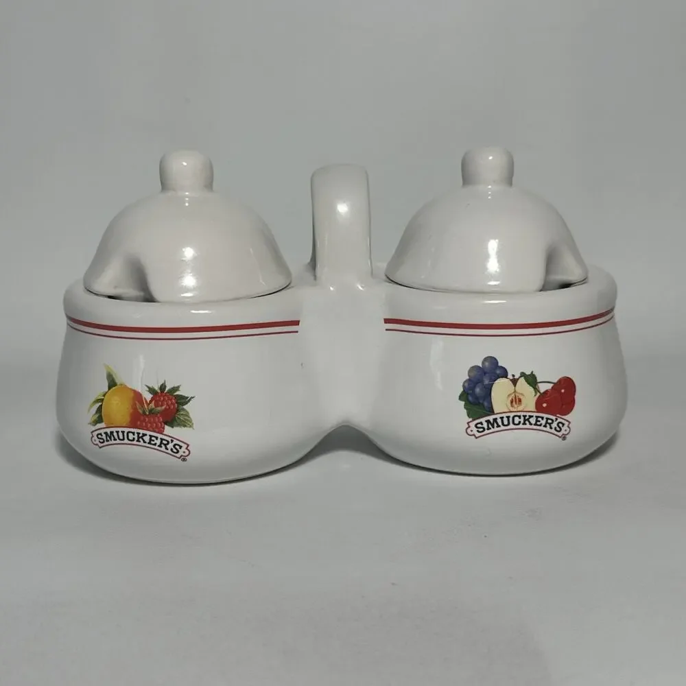 Smuckers Double Covered Ceramic Jam Jar With Lids